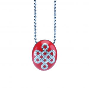 Enamel Crystal Mystic Knot Pendant (Solid Red)