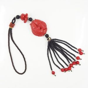 Red Coral Pair of Fish Charm