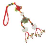 Jade Mystic Knot Charm with Mandarin Ducks