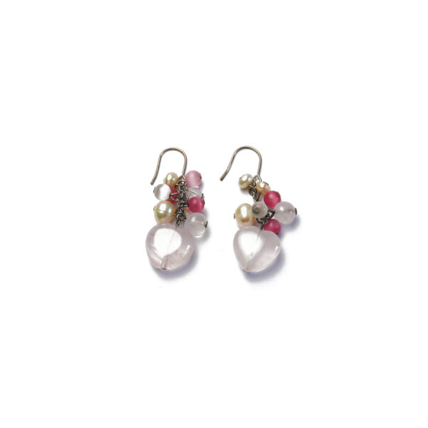 Rose Quartz Heart Earrings (Dangle)